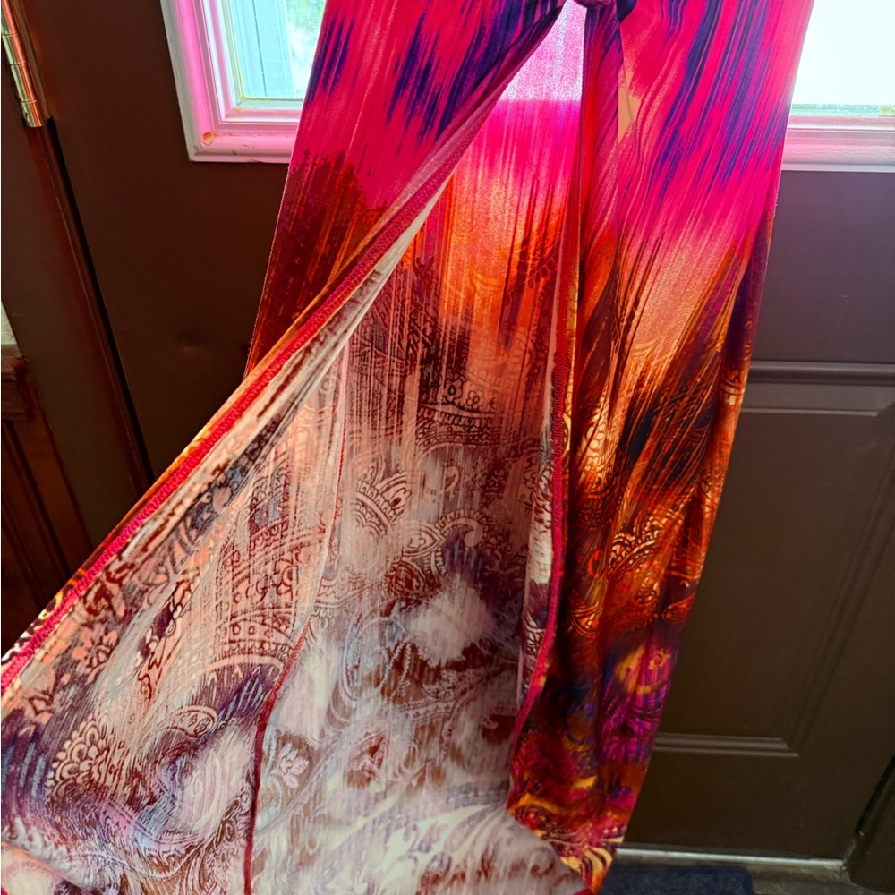 Venus Hot Pink Blue Orange Middle Front Slit Sleeveless Maxi Dress XS - Picture 3 of 8